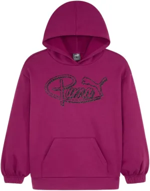 Puma Girls' Oversized Hoodie, Fleece Lined, Logo Graphics