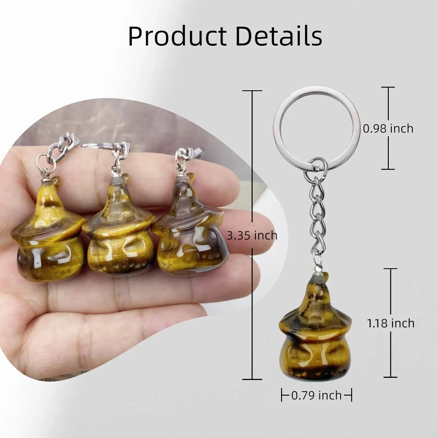 Pumpkin Skeleton Crystal Stone Keychain, Natural Crystal Gemstone Keychain for Women, Car Keys, Purse and Bag Charms