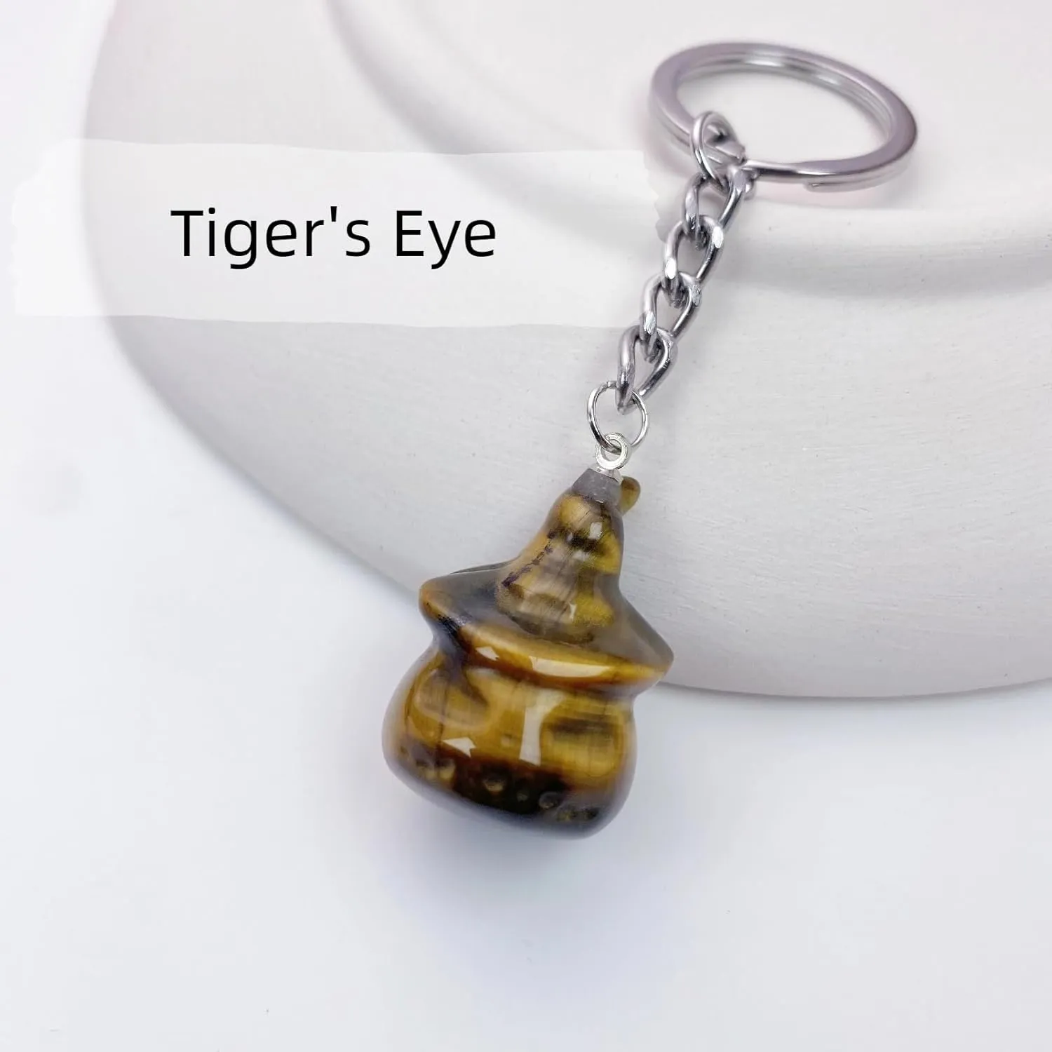 Pumpkin Skeleton Crystal Stone Keychain, Natural Crystal Gemstone Keychain for Women, Car Keys, Purse and Bag Charms