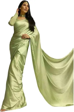 Pure Satin Silk Solid Saree, Wedding Partywear Saree, Cocktail Solid Silk Saree