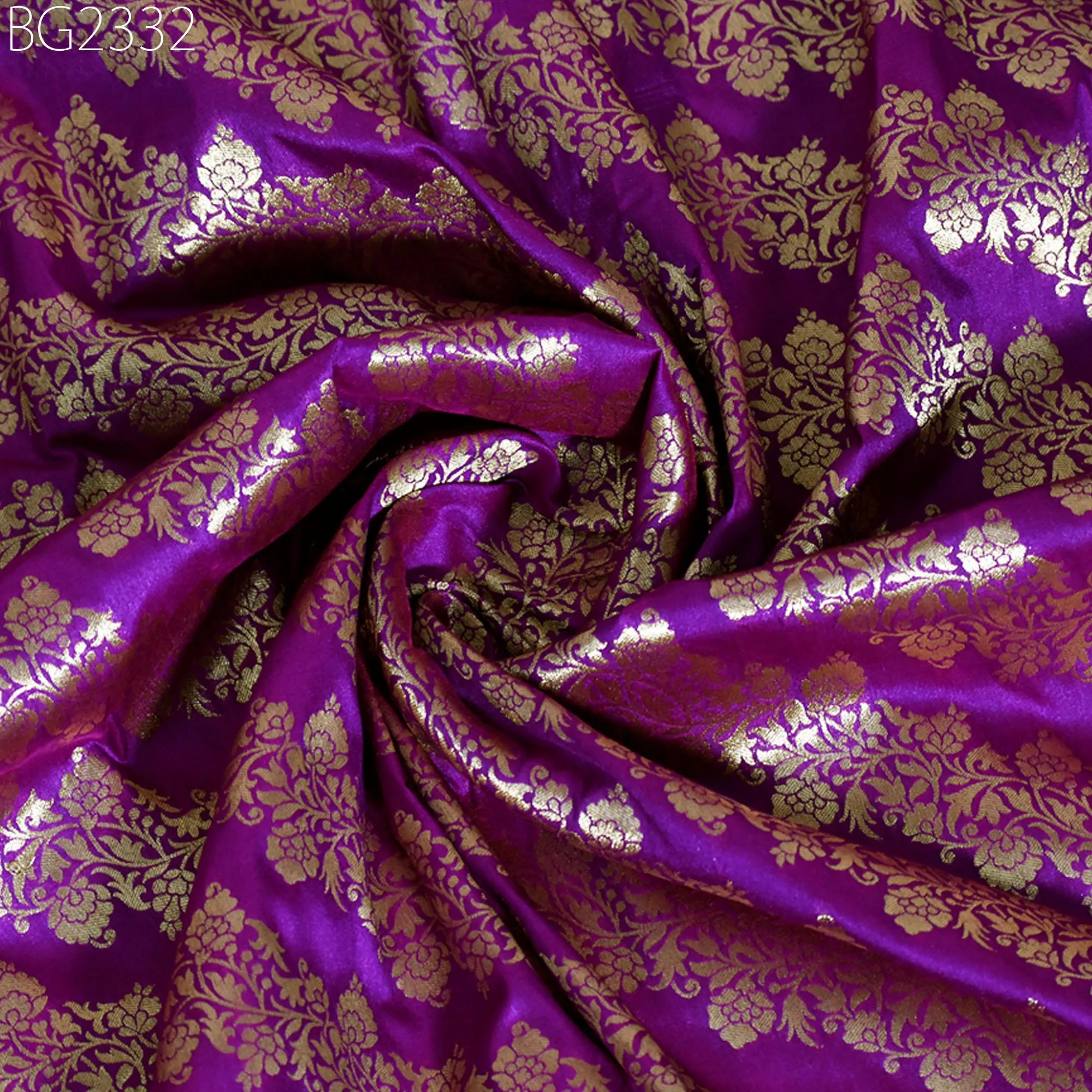 Purple Brocade Fabric by the Yard Wedding Dress Jackets Indian Blended Banarasi Dress Material Sewing Cushion Cover Home Décor DIY Crafting