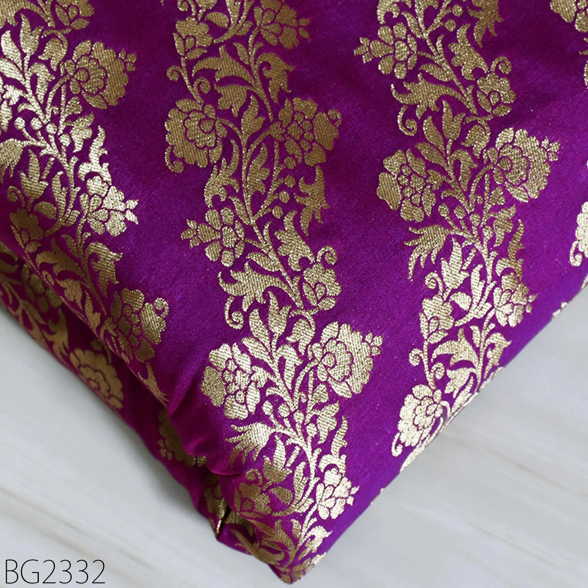 Purple Brocade Fabric by the Yard Wedding Dress Jackets Indian Blended Banarasi Dress Material Sewing Cushion Cover Home Décor DIY Crafting