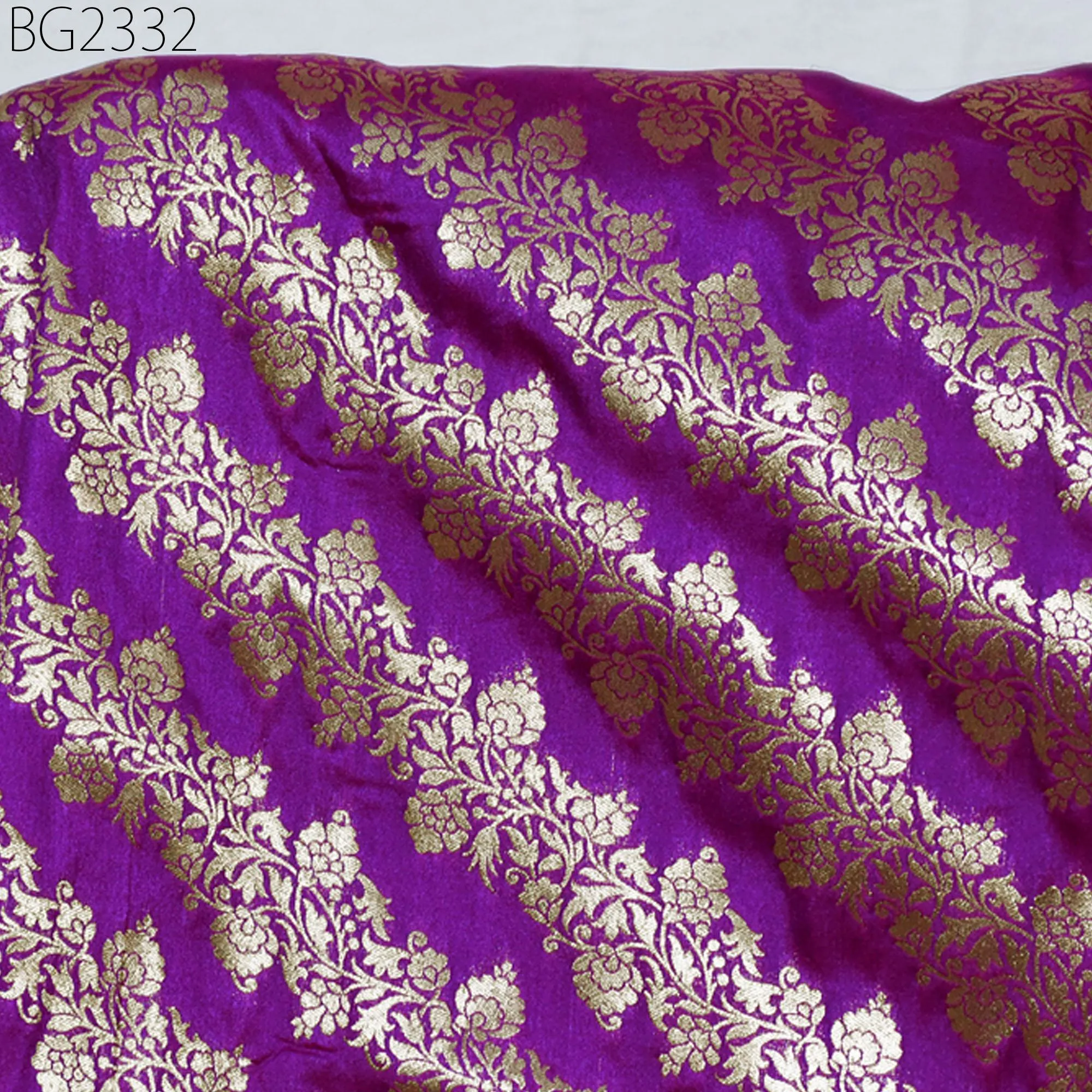 Purple Brocade Fabric by the Yard Wedding Dress Jackets Indian Blended Banarasi Dress Material Sewing Cushion Cover Home Décor DIY Crafting