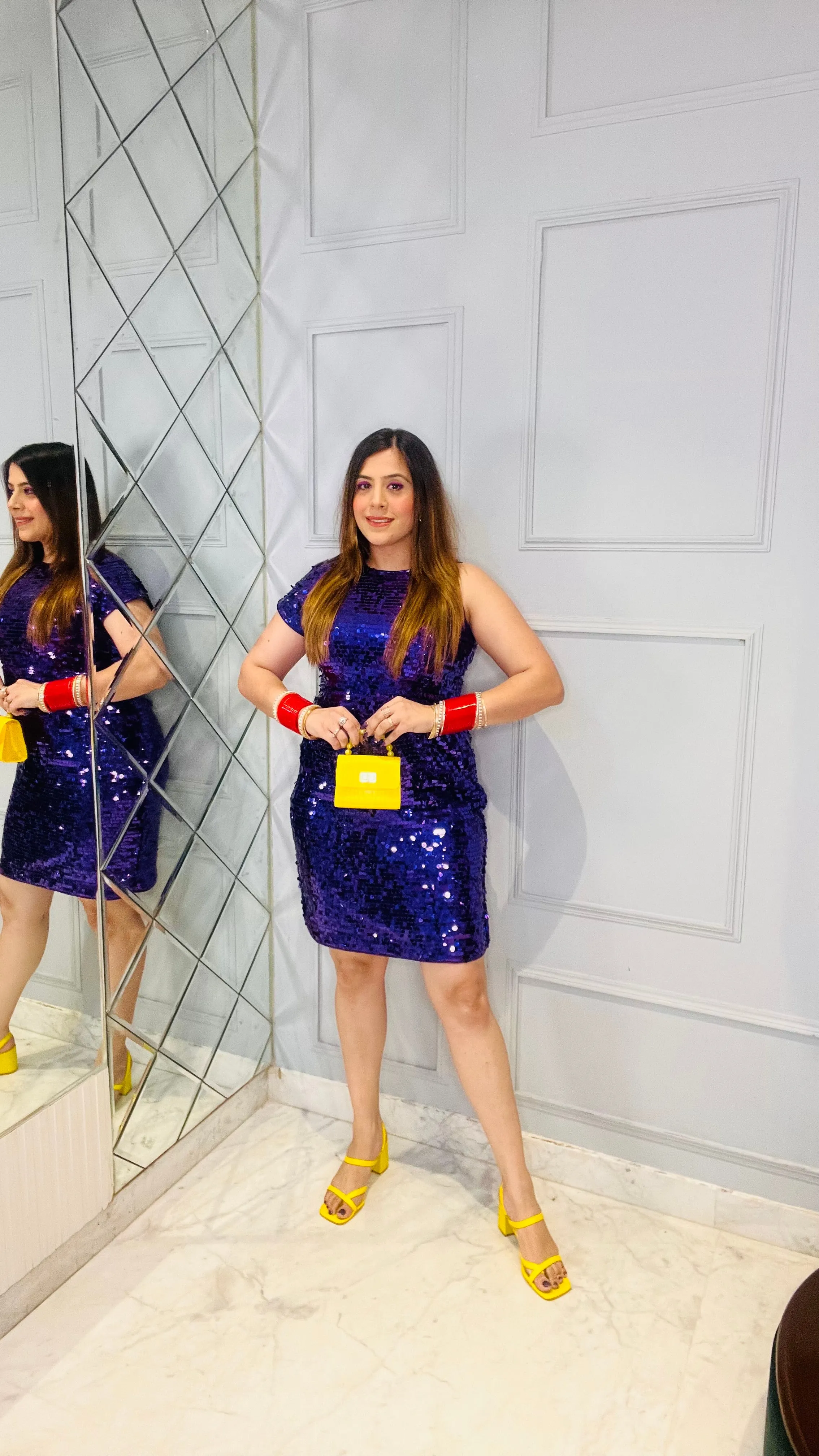 Purple Designer Sequin Dress