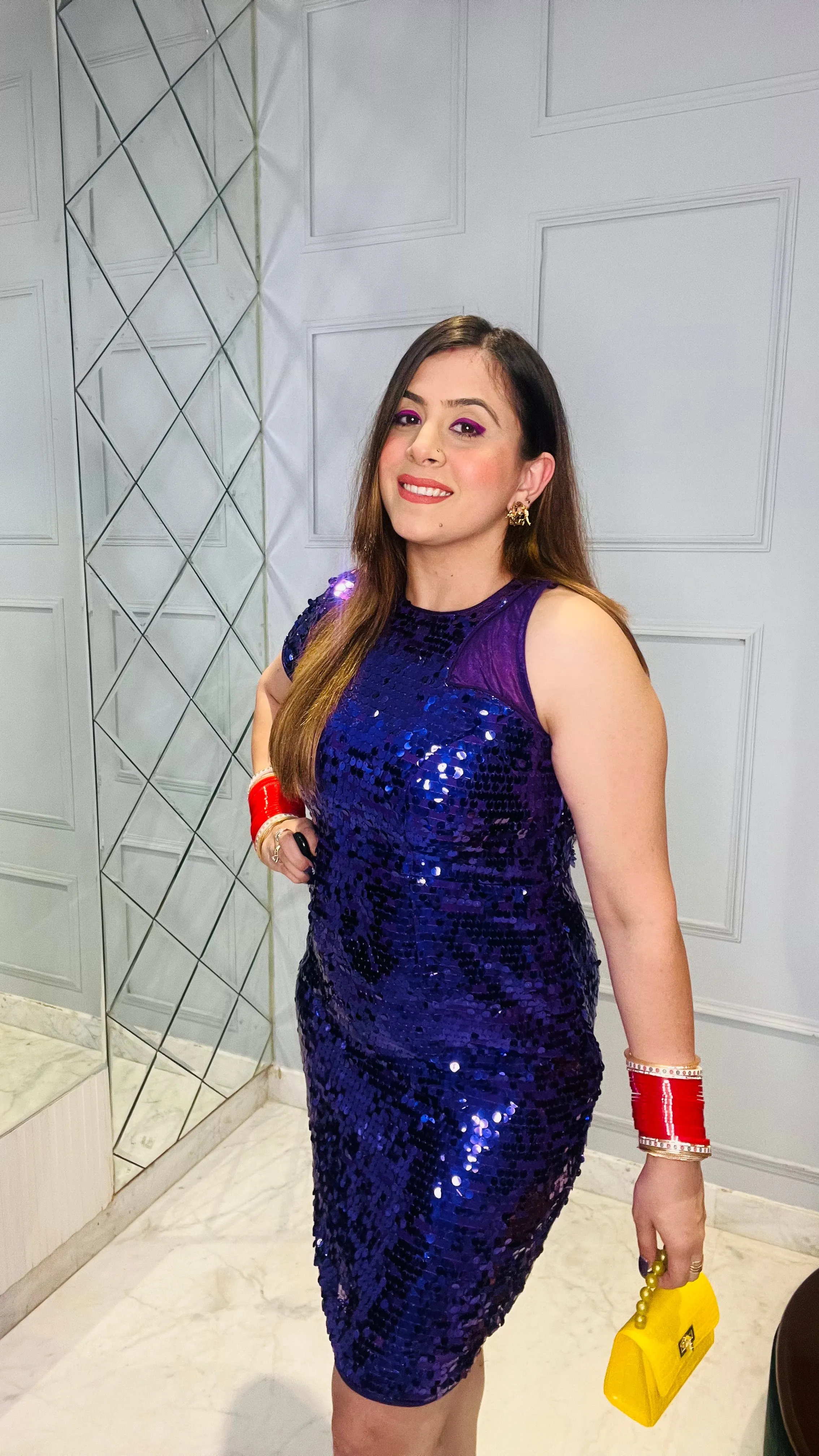 Purple Designer Sequin Dress