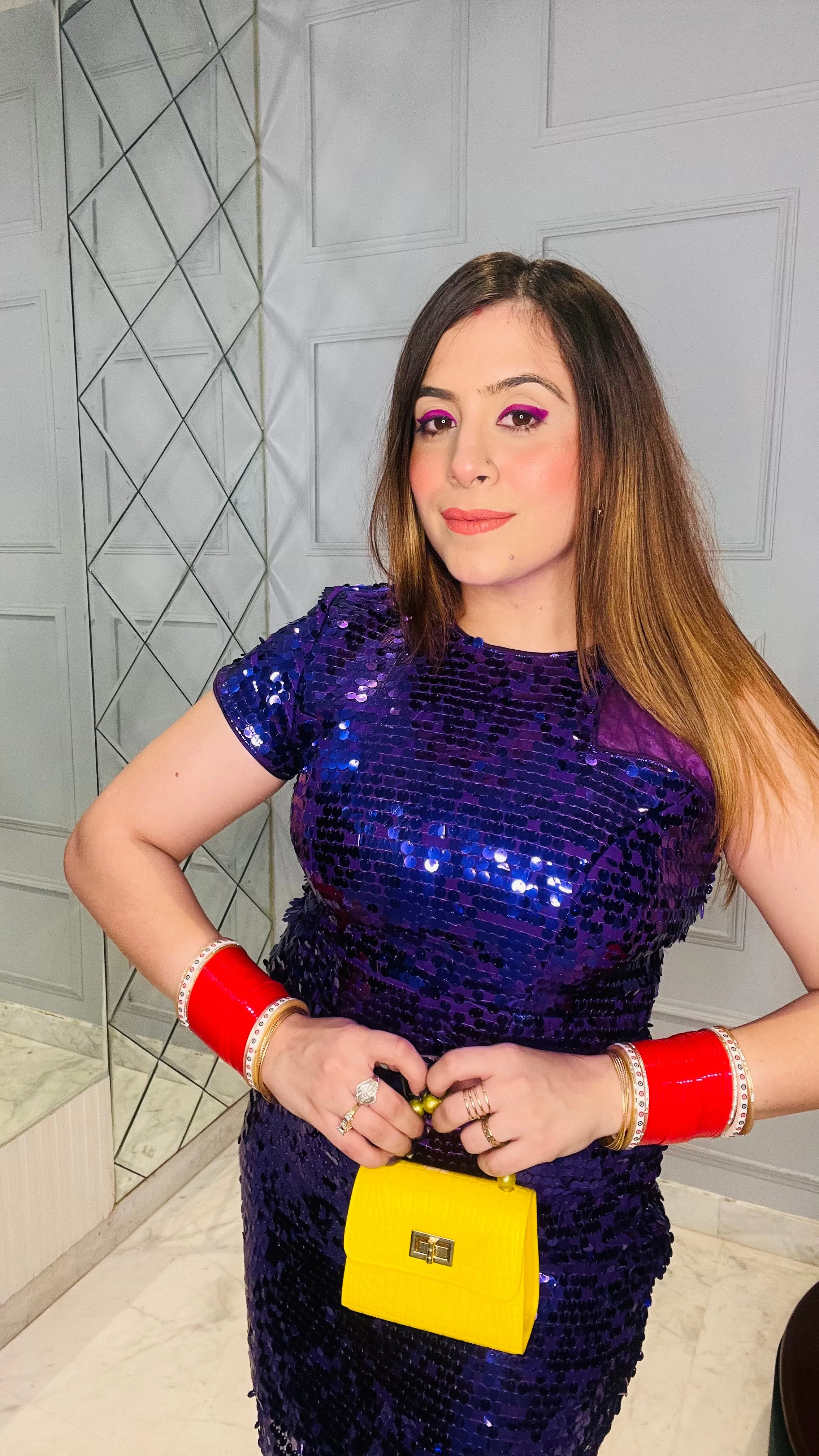 Purple Designer Sequin Dress
