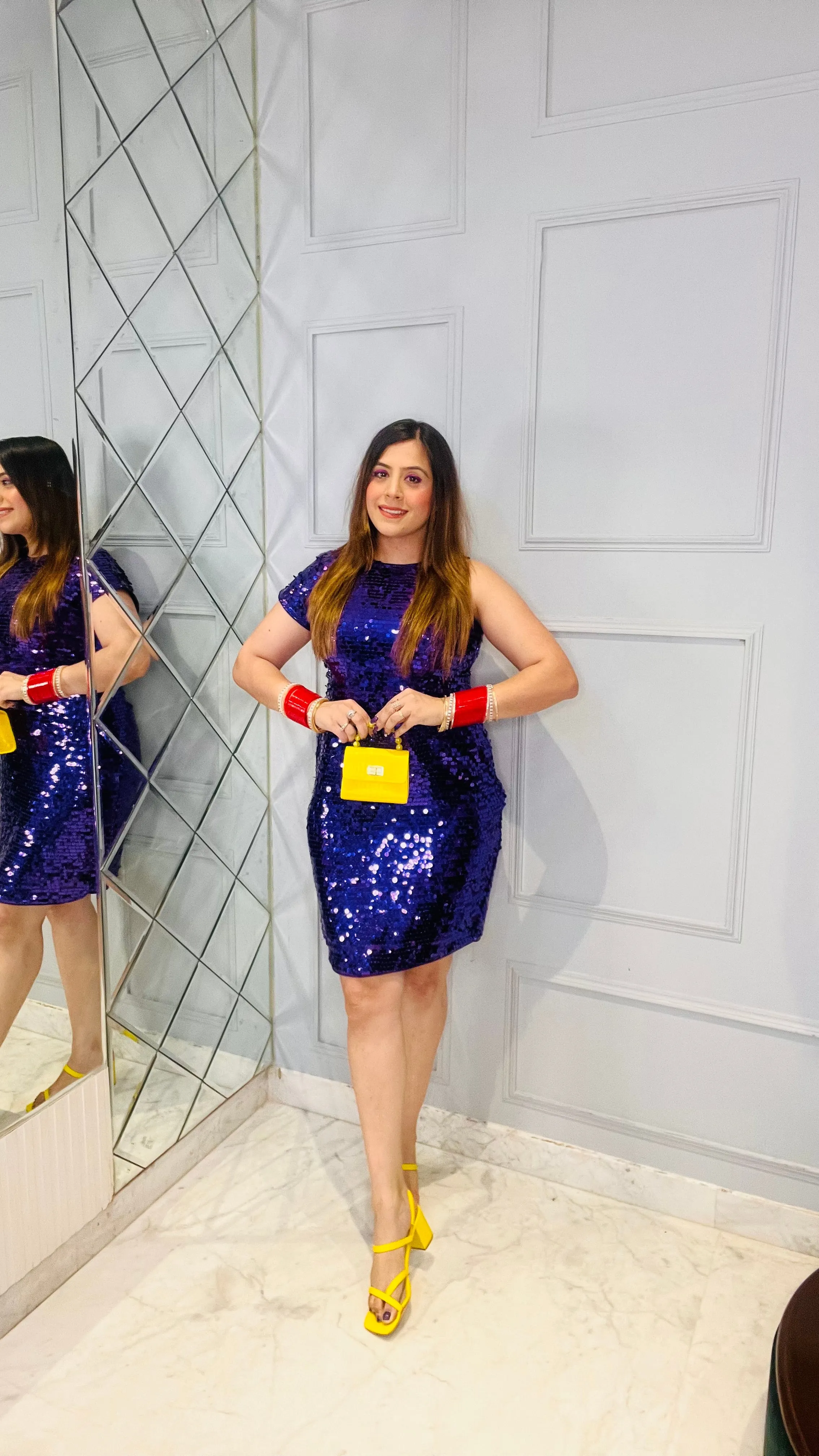 Purple Designer Sequin Dress