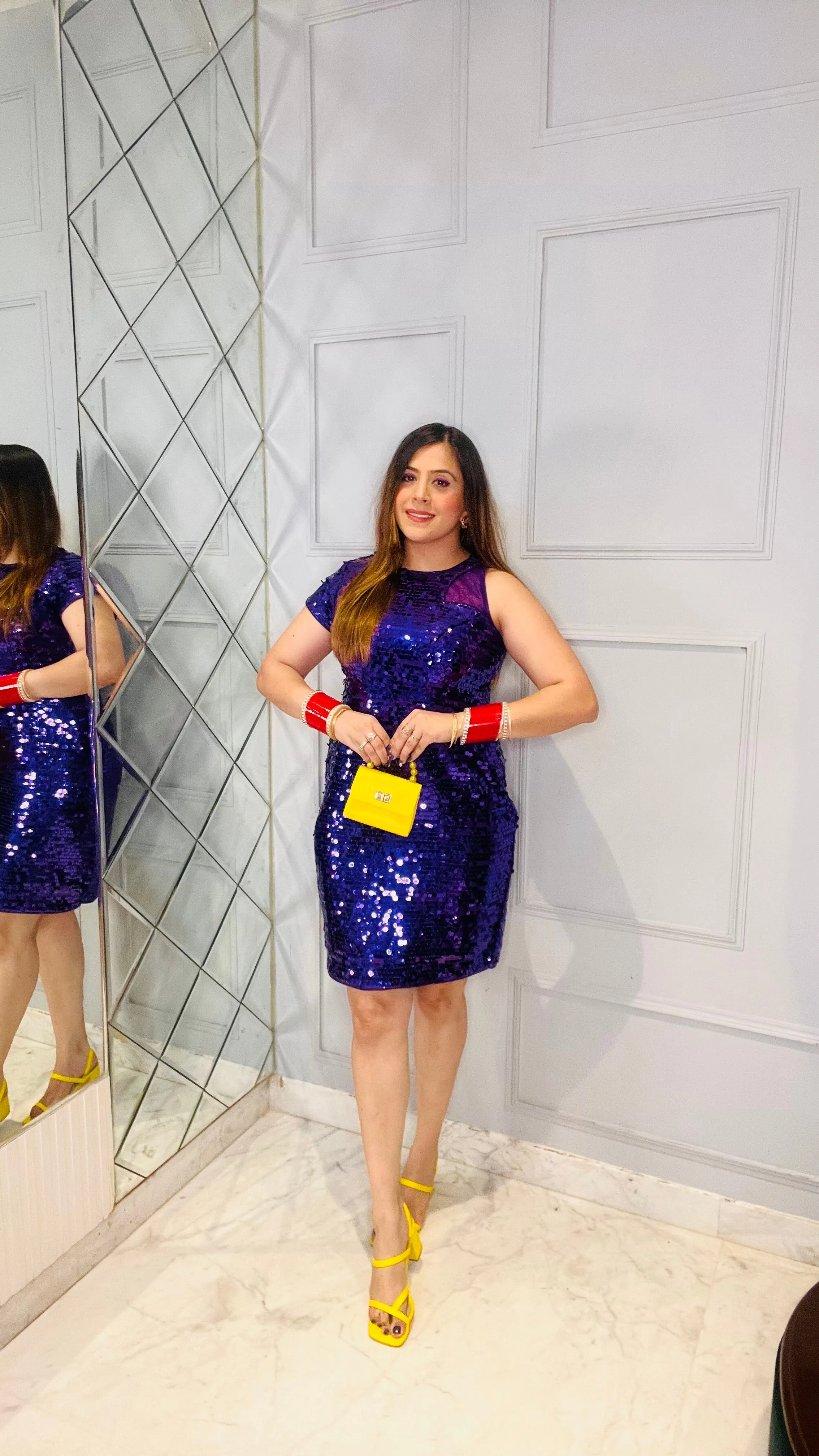 Purple Designer Sequin Dress