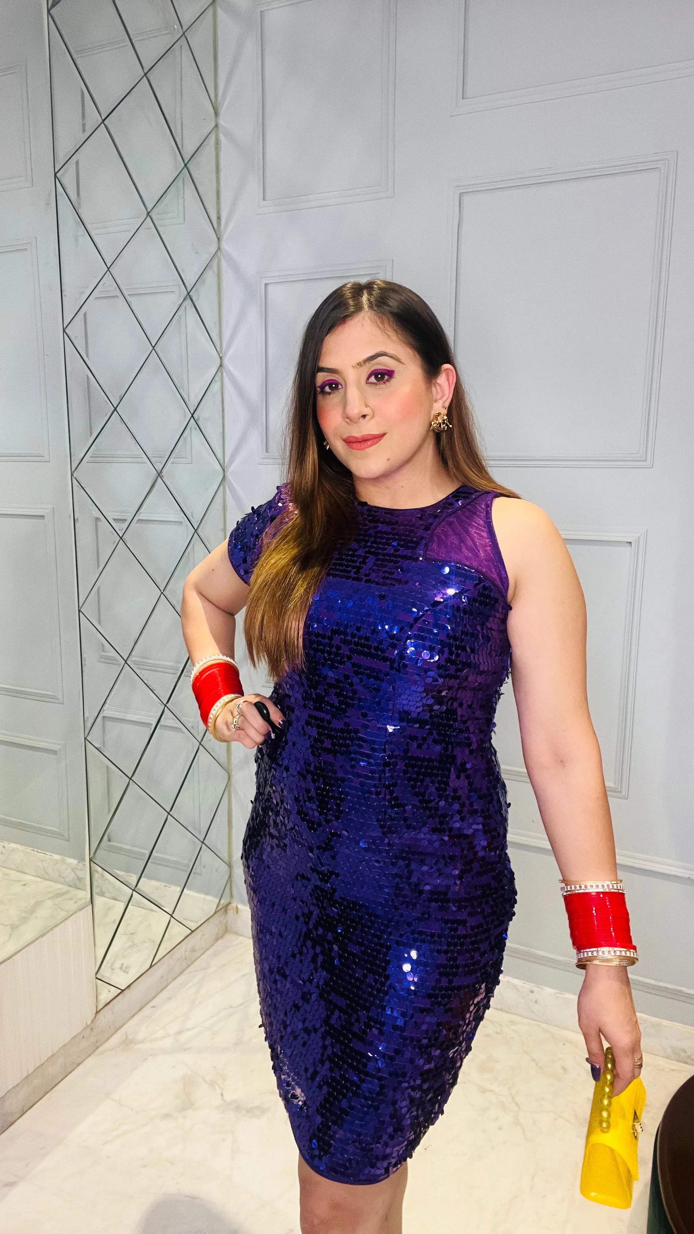 Purple Designer Sequin Dress