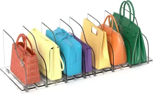 Purse Organizer for Closet, Adjustable Shelf Divider for Closet Organization, Handbag Storage Organizer Acrylic Purse Storage Organizer for Women, Clear Bookshelf Separator Dividers for Bedroom-8LAYER