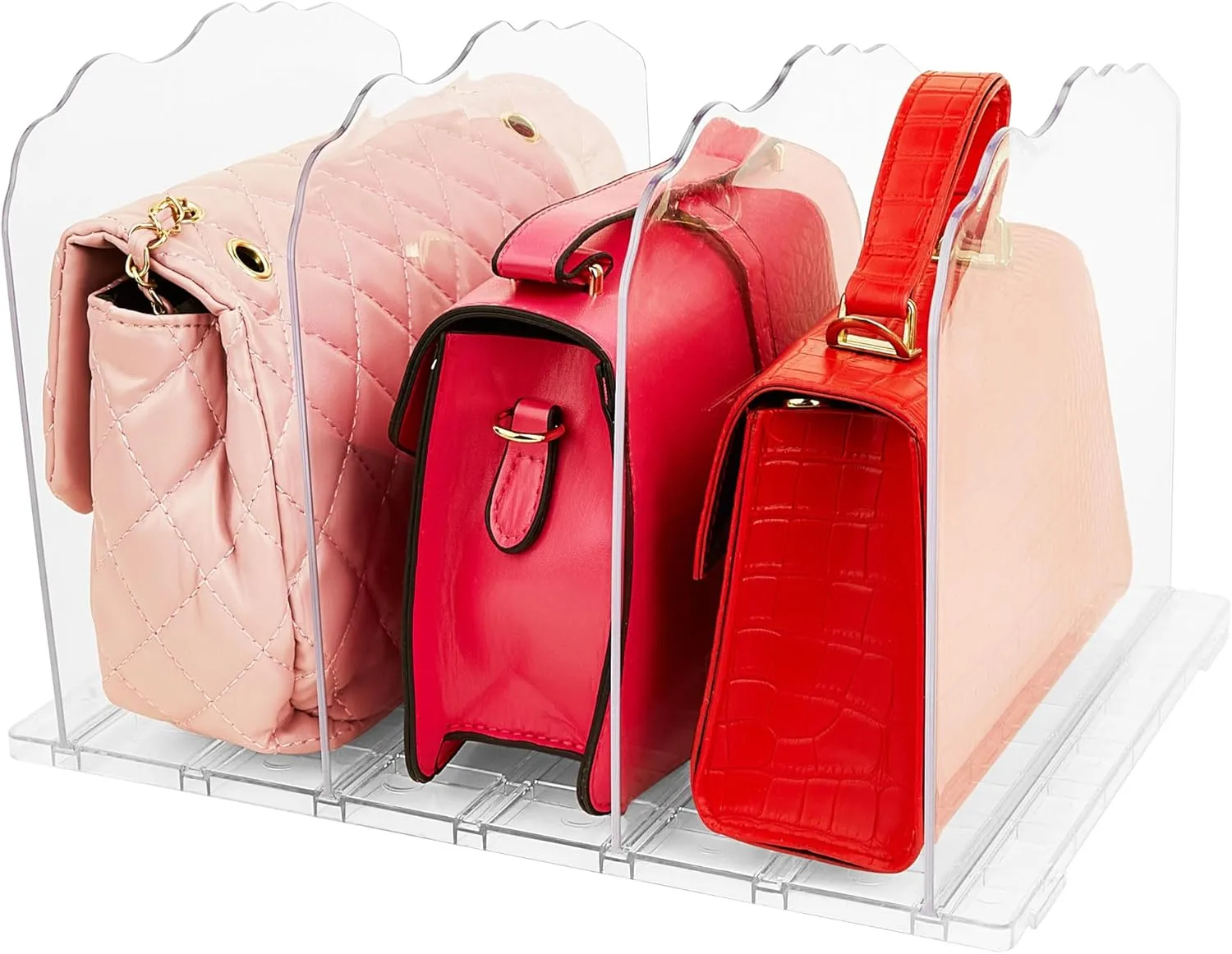 Purse Organizer for Closet, Handbag Storage Organizers for Small Closet, Acrylic Shelf Dividers, Clear Adjustable Bag Organizer, 1 Pack