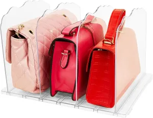 Purse Organizer for Closet, Handbag Storage Organizers for Small Closet, Acrylic Shelf Dividers, Clear Adjustable Bag Organizer, 1 Pack