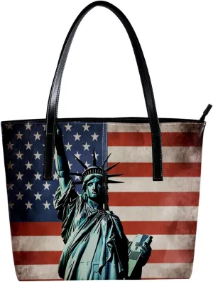 Purses for Women,Tote Bag Aesthetic,Women's Tote Handbags,American Flag Statue of Liberty