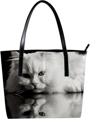 Purses for Women,Tote Bag Aesthetic,Women's Tote Handbags,Angry Cat