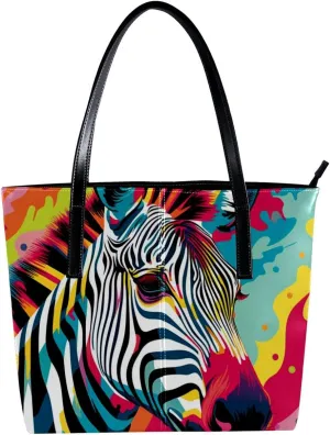 Purses for Women,Tote Bag Aesthetic,Women's Tote Handbags,Animal Zebra Texture Art Illustration