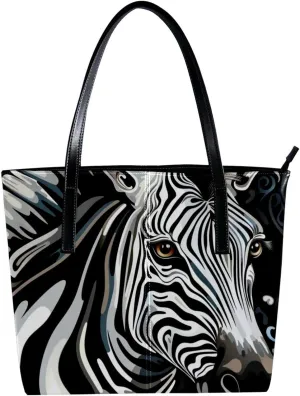 Purses for Women,Tote Bag Aesthetic,Women's Tote Handbags,Animal Zebra Texture Art Illustration