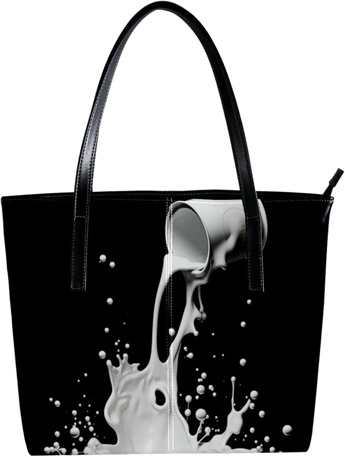 Purses for Women,Tote Bag Aesthetic,Women's Tote Handbags,Black White Milk