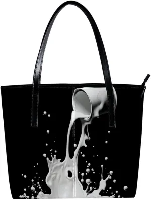 Purses for Women,Tote Bag Aesthetic,Women's Tote Handbags,Black White Milk