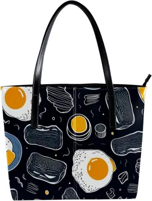 Purses for Women,Tote Bag Aesthetic,Women's Tote Handbags,Breakfast Coffee Fried Egg