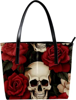 Purses for Women,Tote Bag Aesthetic,Women's Tote Handbags,Colorful Plant Flower Art Rose Illustration