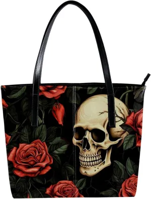 Purses for Women,Tote Bag Aesthetic,Women's Tote Handbags,Colorful Plant Flower Art Rose Illustration