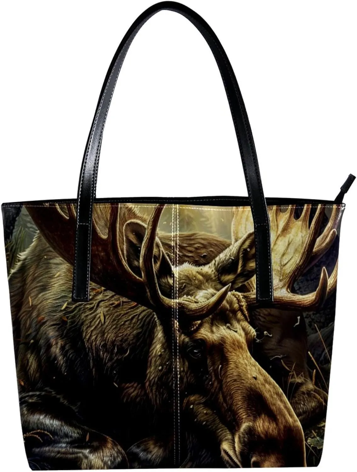 Purses for Women,Tote Bag Aesthetic,Women's Tote Handbags,Elk Wild Life Painting
