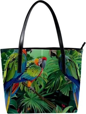 Purses for Women,Tote Bag Aesthetic,Women's Tote Handbags,Tropical Jungle Butterfly Birds