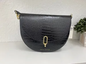 Quinn Faux Croc Saddle Handbag