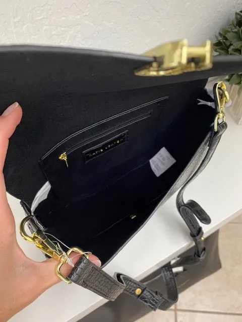 Quinn Faux Croc Saddle Handbag