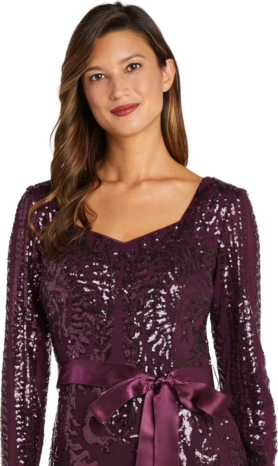 R&M Richards Womens Godet Maxi Evening Dress