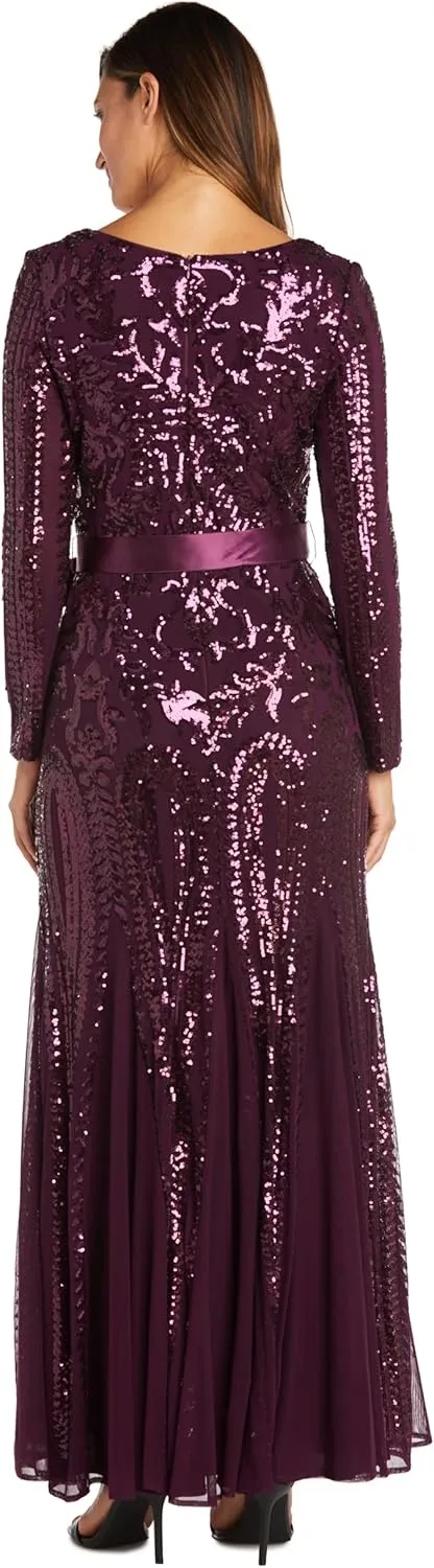 R&M Richards Womens Godet Maxi Evening Dress