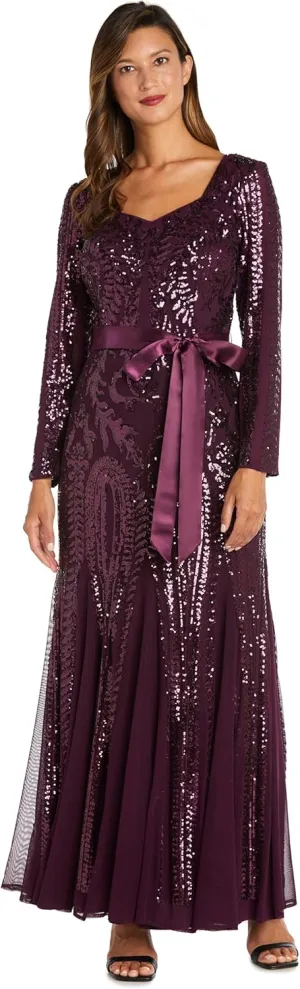 R&M Richards Womens Godet Maxi Evening Dress