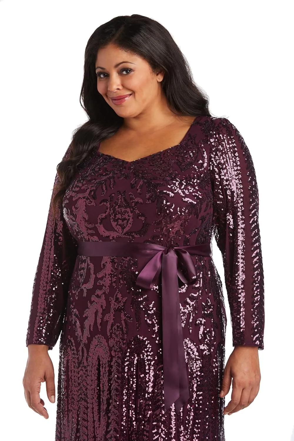 R&M Richards Womens Godet Maxi Evening Dress