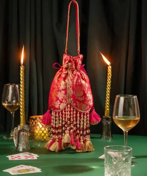Rani Pink Meera Tasseled Potli