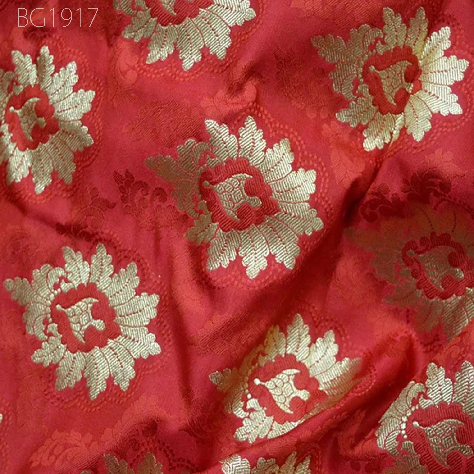 Red Crafting Jacquard Fabric Indian Brocade Wedding Dress Banarasi Fabric by the Yard sewing bridesmaid Costume Skirts Vest Coat Cushions