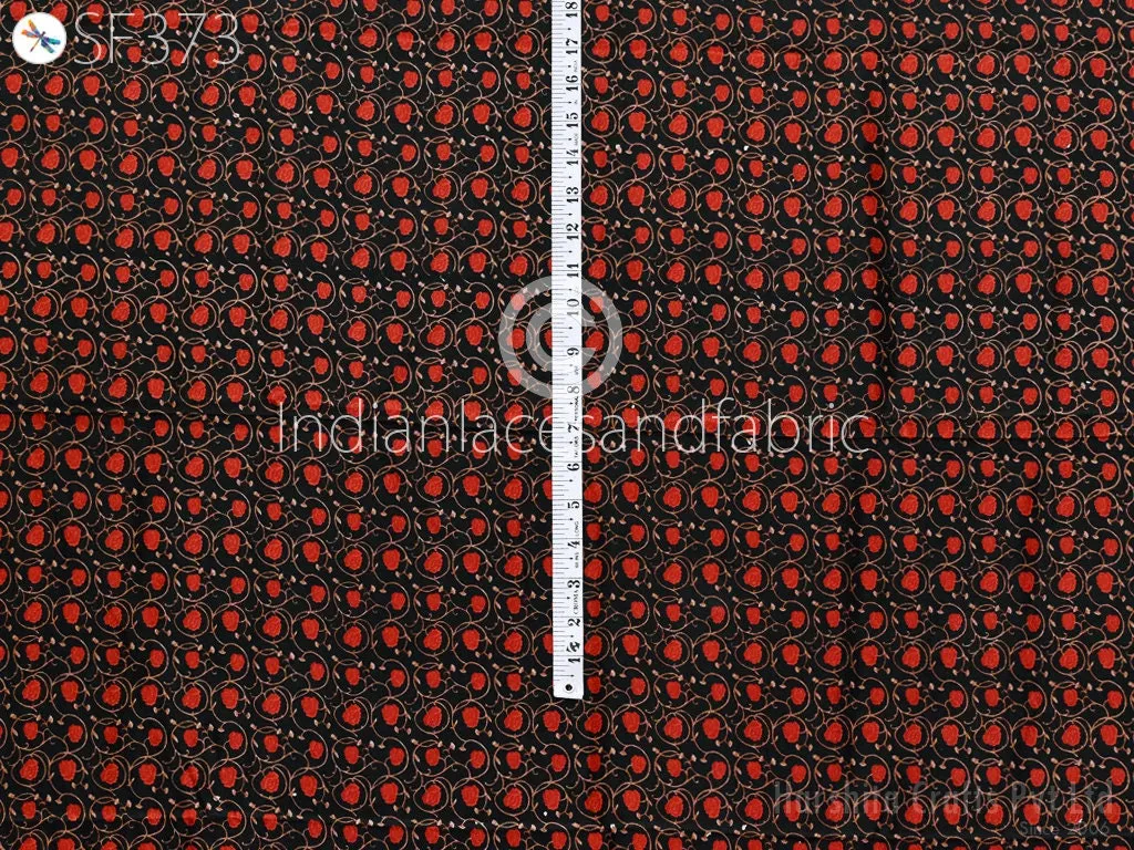 Red Indian Saree Soft Pure Printed Silk Fabric by the yard Wedding Dress Bridesmaid Party Costume Curtains Crafting Sewing Dupatta Scarf