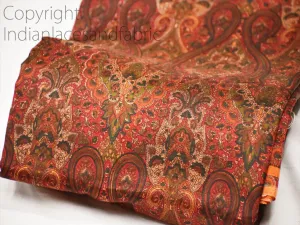 Red Indian Saree Soft Pure Printed Silk Fabric by the yard Wedding Dresses Bridesmaid Party Costume Curtains Crafting Sewing Dupatta Scarf