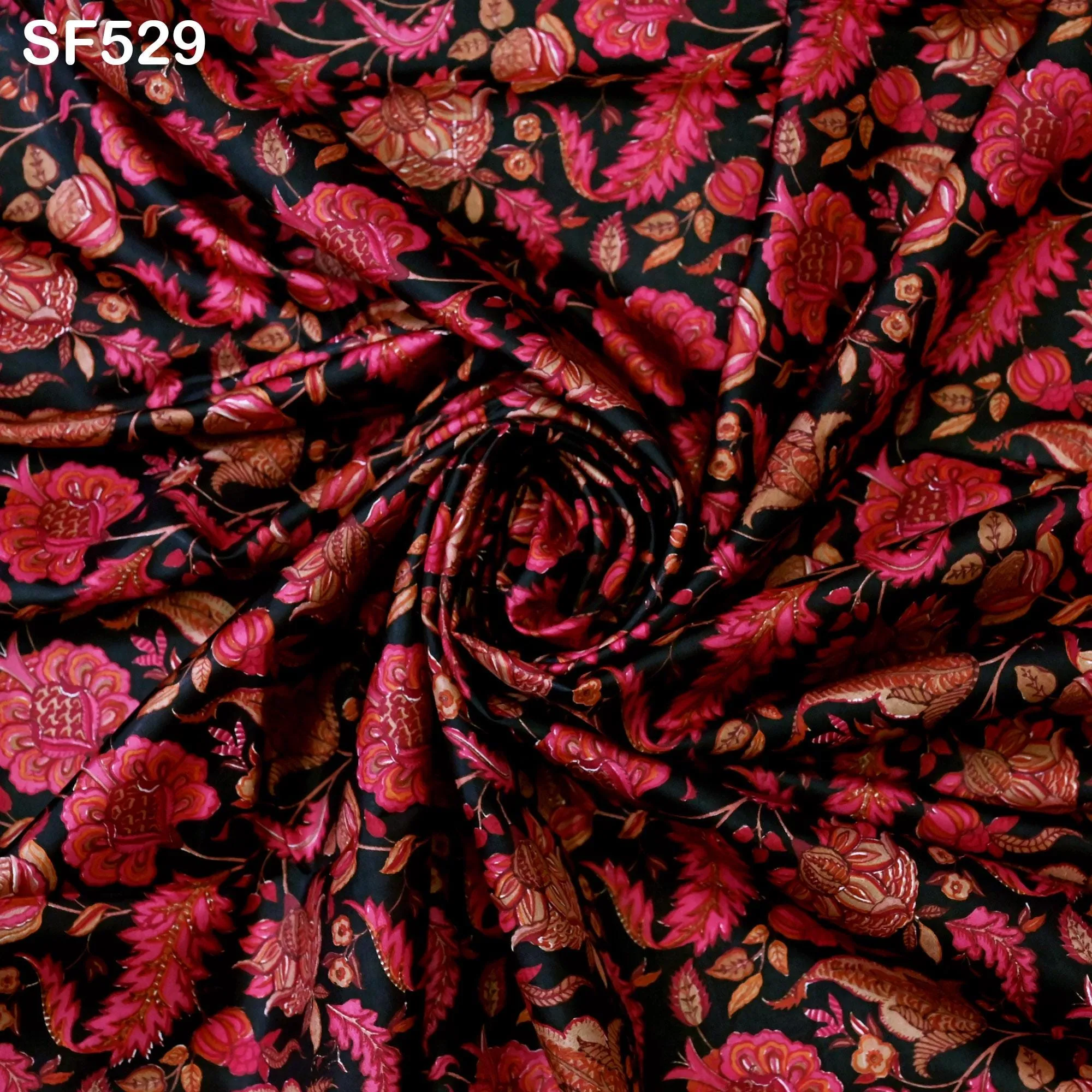 Red Pure Habotai Printed Silk by the Yard Indian Saree Soft Flowy Fabric Wedding Dresses Bridesmaid Costumes Crafting Sewing Scarves