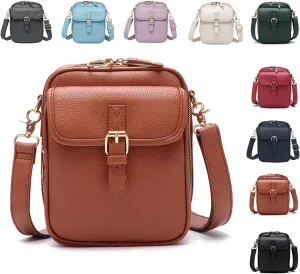 Retro Double Layer Large Capacity Mini Messenger Bag Lightweight Mobile Phone Wallet Money Clip Shoulder Bag with Card Slot
