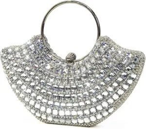 Rhinestone Clutch Purses for Women, Lip Shaped Wristlet Evening Clasp Handbag - Wedding Party Crystal Diamond Bag