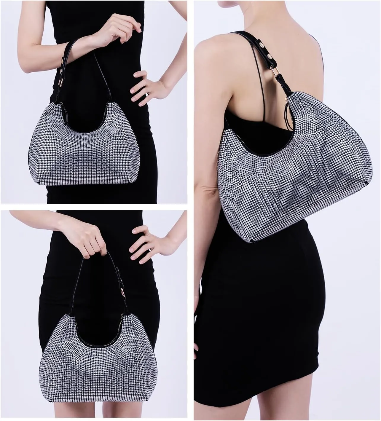 Rhinestone Handbag Purse Bling Clutch Purses for Women Evening Shoulder Diamond Purse Crystal Party Prom Hobo Bag