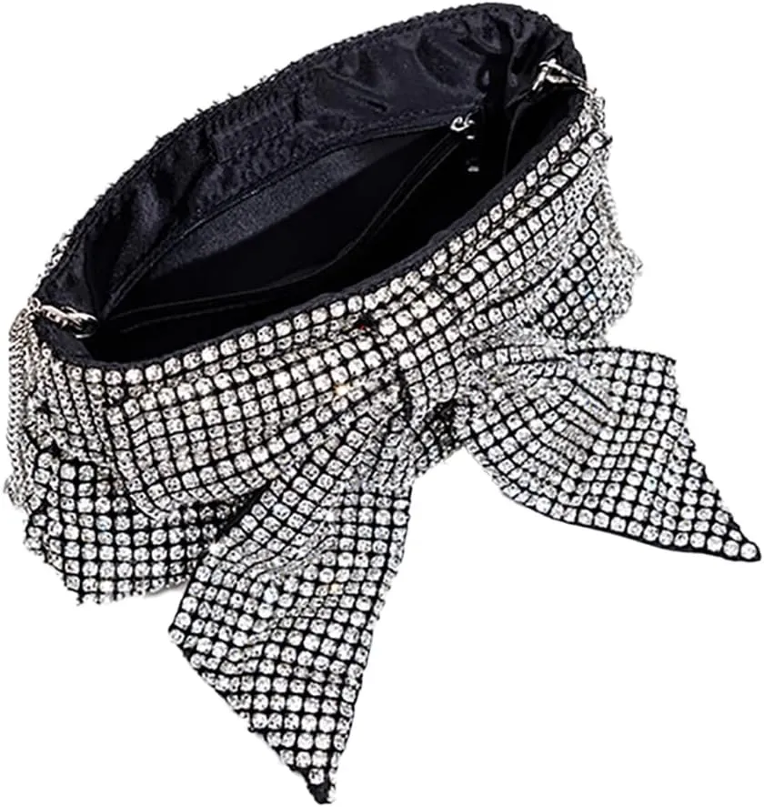 Rhinestone Purse Glitter Evening bag Sparkly Bow Clutch Purses for Women Cross Body Handbags for Party Prom Wedding