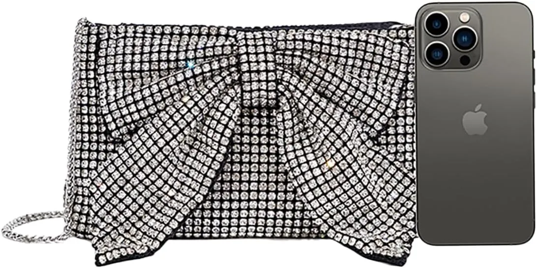 Rhinestone Purse Glitter Evening bag Sparkly Bow Clutch Purses for Women Cross Body Handbags for Party Prom Wedding