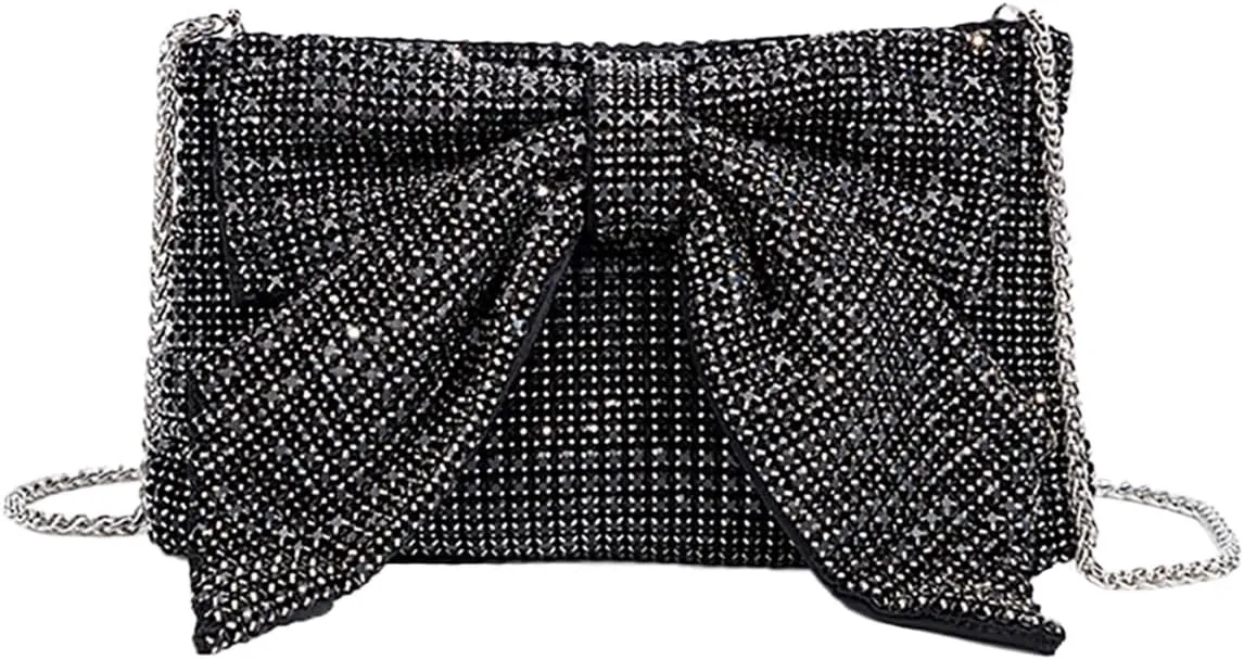 Rhinestone Purse Glitter Evening bag Sparkly Bow Clutch Purses for Women Cross Body Handbags for Party Prom Wedding