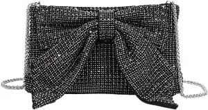 Rhinestone Purse Glitter Evening bag Sparkly Bow Clutch Purses for Women Cross Body Handbags for Party Prom Wedding