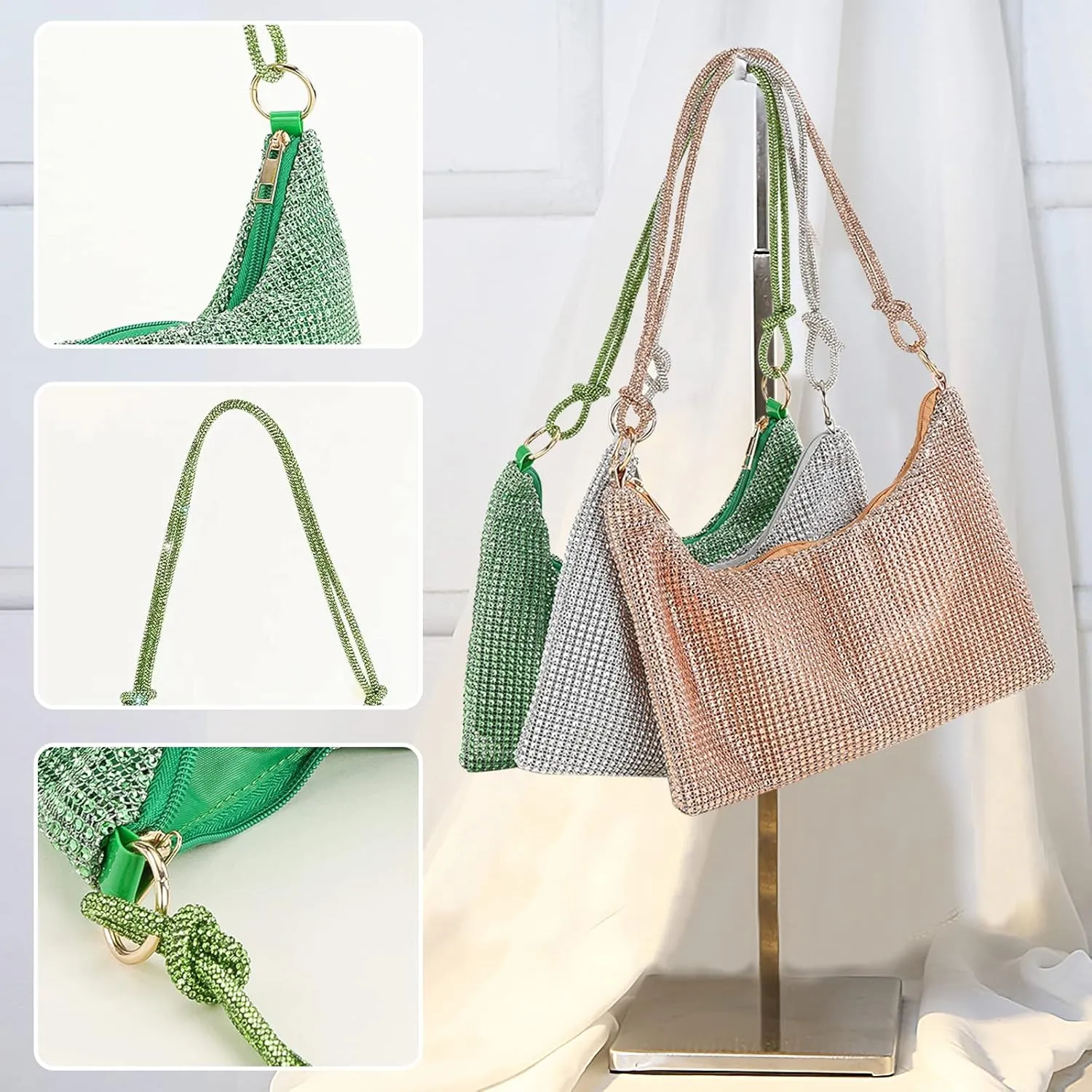 Rhinestone Purses for Women Crystal Clutch Bag Wedding Purse Bling Hobo Bag