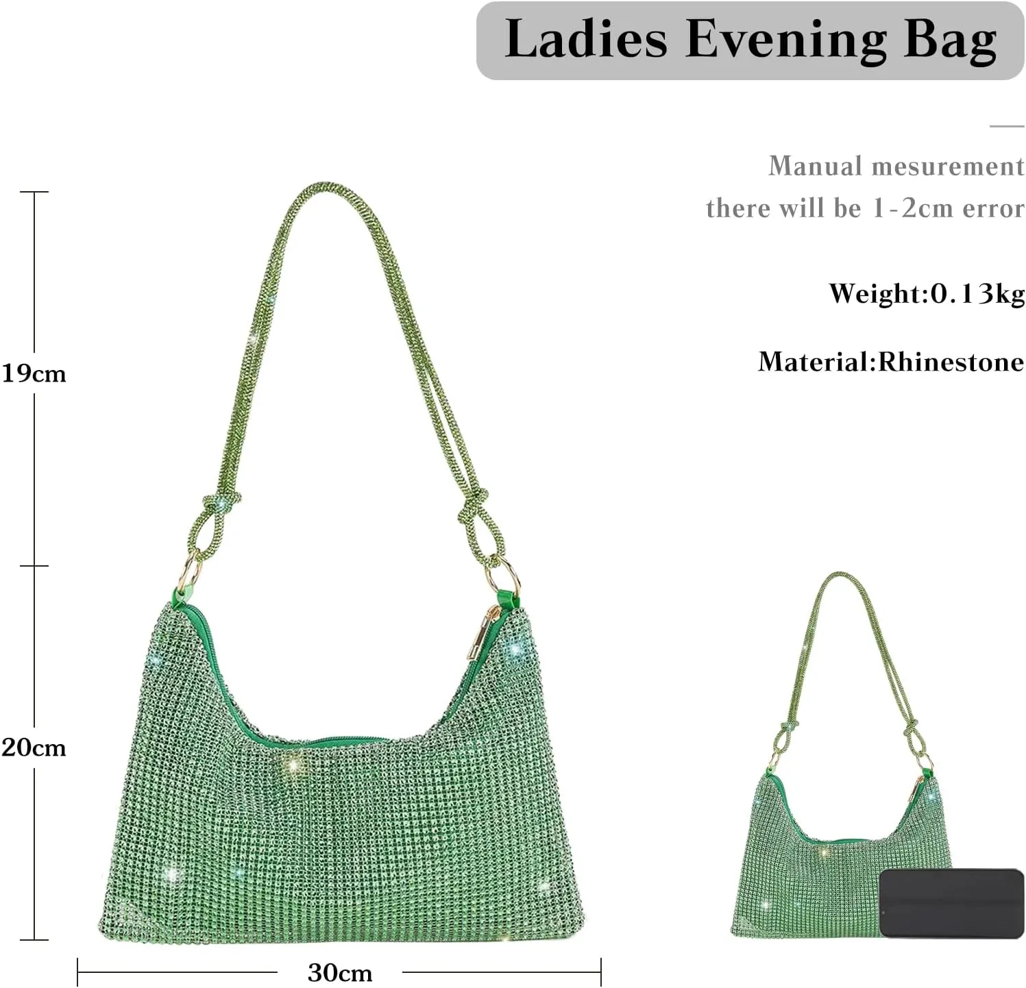 Rhinestone Purses for Women Crystal Clutch Bag Wedding Purse Bling Hobo Bag