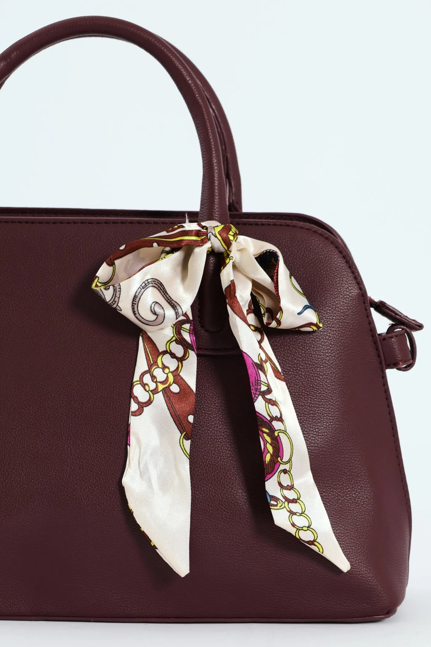 Ribbon Detail Double Handle Bowling Bag - Cherry