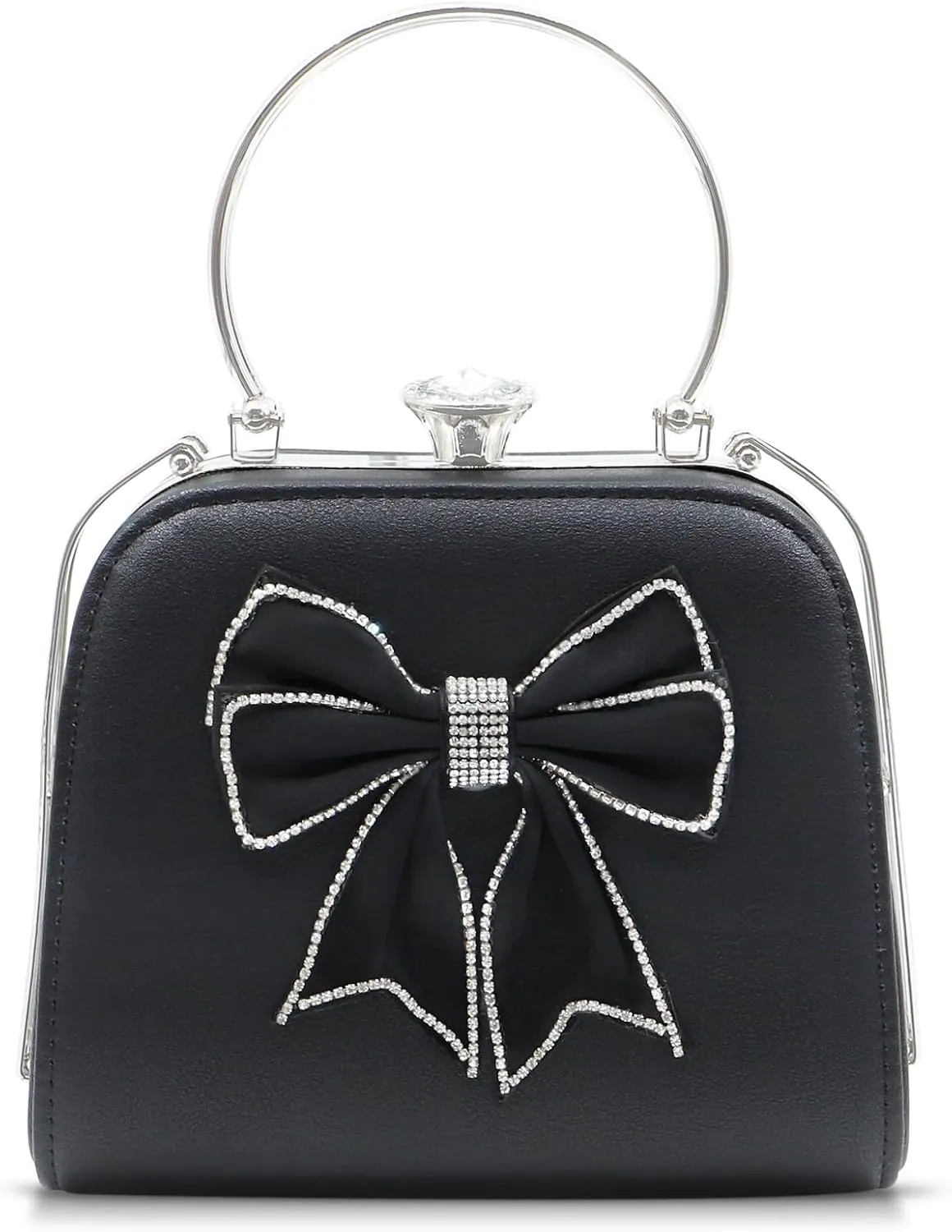 Ribbon Evening Bag, Clutch Purses for Women, Crossbody Bag for Wedding Party(Black)