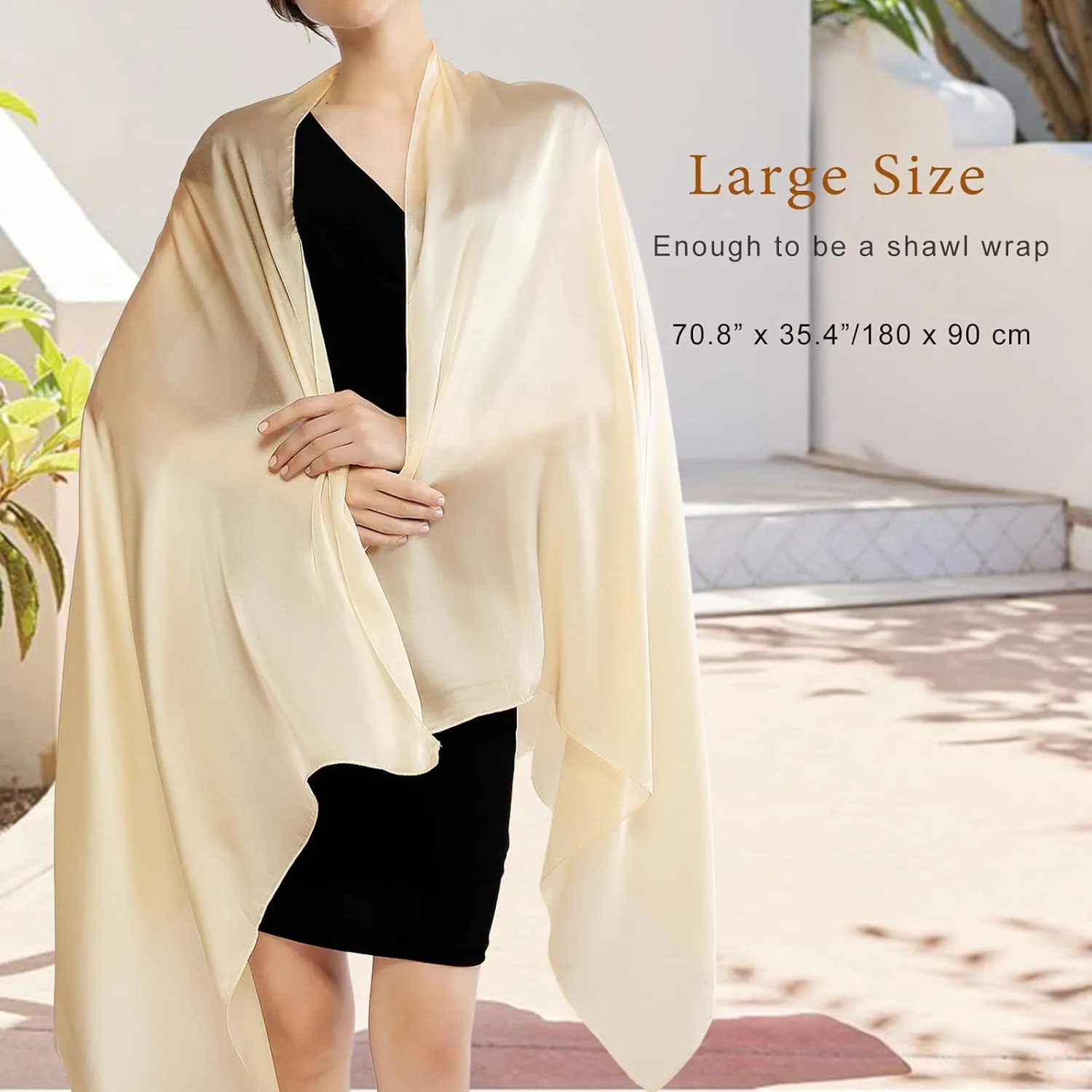 RIIQIICHY Women Shawls and Wraps for Evening Dresses Like Chiffon Silk Scarf Formal Silky Pashmina Shawls for Weddings